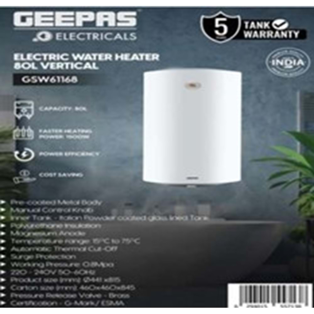 GEEPAS GSW 61168 80 LİTRE TERMOSİFON