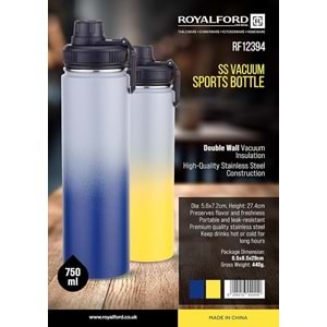 ROYALFORD RF12394 ÇİFT KAT ÇELİK 750 ML TERMOS